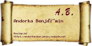Andorka Benjámin névjegykártya