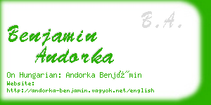 benjamin andorka business card